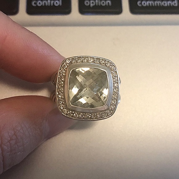 David Yurman 11mm Prasiolite Albion Diamond Ring - Picture 8 of 8